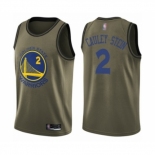 Men's Golden State Warriors #2 Willie Cauley-Stein Swingman Green Salute to Service Basketball Jersey