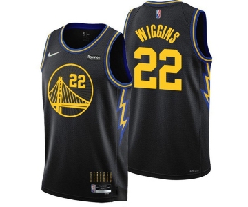 Men's Golden State Warriors #22 Andrew Wiggins 2021-22 City Edition Black 75th Anniversary Stitched Basketball Jersey