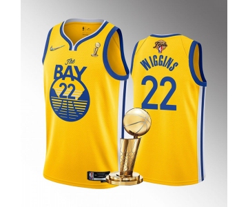 Men's Golden State Warriors #22 Andrew Wiggins Gold 2022 NBA Finals Champions Stitched Jersey