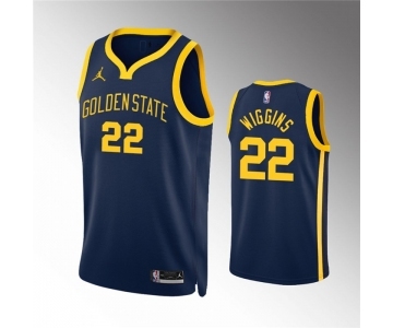 Men's Golden State Warriors #22 Andrew Wiggins Navy Statement EditionStitched Jersey