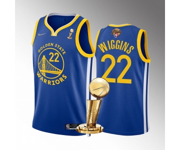 Men's Golden State Warriors #22 Andrew Wiggins Royal 2022 NBA Finals Champions Stitched Jersey