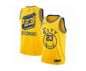 Men's Golden State Warriors #23 Mitch Richmond Authentic Gold Hardwood Classics Basketball Jersey - The City Classic Edition