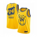 Men's Golden State Warriors #24 Rick Barry Authentic Gold Hardwood Classics Basketball Jersey - The City Classic Edition