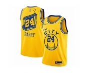 Men's Golden State Warriors #24 Rick Barry Authentic Gold Hardwood Classics Basketball Jersey - The City Classic Edition