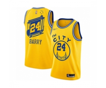 Men's Golden State Warriors #24 Rick Barry Authentic Gold Hardwood Classics Basketball Jersey - The City Classic Edition