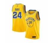 Men's Golden State Warriors #24 Rick Barry Authentic Gold Hardwood Classics Basketball Jersey