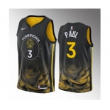 Men's Golden State Warriors #3 Chris Paul Black City Edition Stitched Basketball Jersey