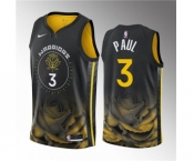 Men's Golden State Warriors #3 Chris Paul Black City Edition Stitched Basketball Jersey