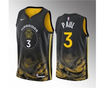 Men's Golden State Warriors #3 Chris Paul Black City Edition Stitched Basketball Jersey