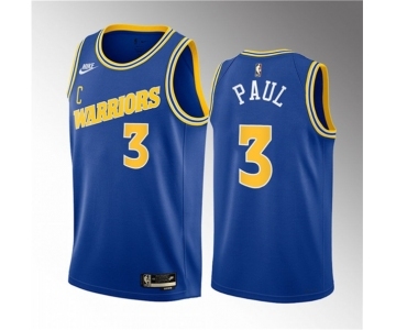 Men's Golden State Warriors #3 Chris Paul Blue Classic Edition Stitched Basketball Jersey