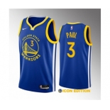 Men's Golden State Warriors #3 Chris Paul Blue Icon Edition Stitched Basketball Jersey