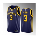 Men's Golden State Warriors #3 Chris Paul Navy Statement Edition Stitched Basketball Jersey