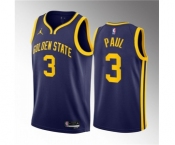 Men's Golden State Warriors #3 Chris Paul Navy Statement Edition Stitched Basketball Jersey