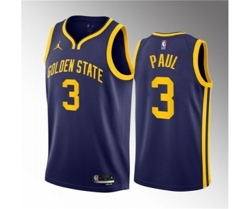 Men's Golden State Warriors #3 Chris Paul Navy Statement Edition Stitched Basketball Jersey