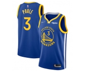 Men's Golden State Warriors #3 Jordan Poole 2022 Royal 75th Anniversary Stitched Jersey