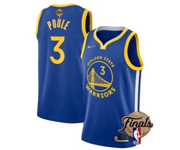 Men's Golden State Warriors #3 Jordan Poole 2022 Royal NBA Finals Stitched Jersey