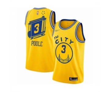 Men's Golden State Warriors #3 Jordan Poole Authentic Gold Hardwood Classics Basketball Jersey - The City Classic Edition