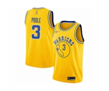 Men's Golden State Warriors #3 Jordan Poole Authentic Gold Hardwood Classics Basketball Jersey