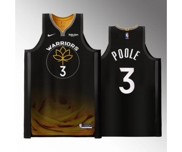 Men's Golden State Warriors #3 Jordan Poole Black 2022-23 City edition Stitched Basketball Jersey