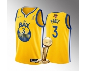 Men's Golden State Warriors #3 Jordan Poole Gold 2022 NBA Finals Champions Stitched Jersey