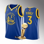 Men's Golden State Warriors #3 Jordan Poole Royal 2022 NBA Finals Champions Stitched Jersey