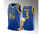 Men's Golden State Warriors #3 Jordan Poole Royal 2022 NBA Finals Champions Stitched Jersey