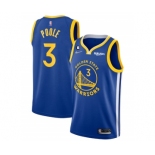 Men's Golden State Warriors #3 Jordan Poole Royal With No.6 Patch Stitched Jersey