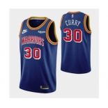 Men's Golden State Warriors #30 Stephen Curry 75th Anniversary Blue Stitched Basketball Jersey