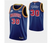 Men's Golden State Warriors #30 Stephen Curry 75th Anniversary Blue Stitched Basketball Jersey