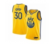 Men's Golden State Warriors #30 Stephen Curry Authentic Gold Finished Basketball Jersey - Statement Edition