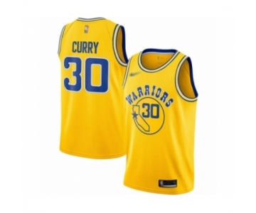 Men's Golden State Warriors #30 Stephen Curry Authentic Gold Hardwood Classics Basketball Jersey