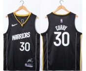 Men's Golden State Warriors #30 Stephen Curry Black 75th Anniversary Stitched Jersey