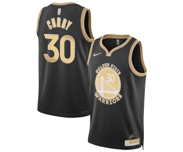 Men's Golden State Warriors 30 Stephen Curry Black Gold 2024 Select Series Stitched Jersey