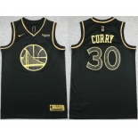 Men's Golden State Warriors #30 Stephen Curry Black Gold Stitched Jersey