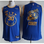 Men's Golden State Warriors #30 Stephen Curry  Blue Basketball Jersey 2020-2021 City Edition Basketball Jersey