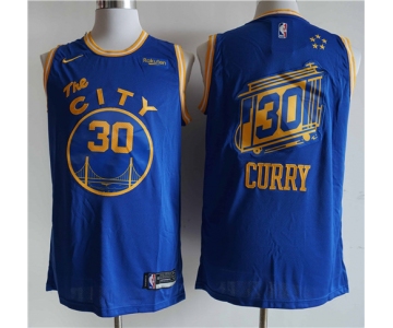 Men's Golden State Warriors #30 Stephen Curry  Blue Basketball Jersey 2020-2021 City Edition Basketball Jersey