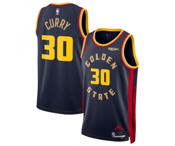 Men's Golden State Warriors #30 Stephen Curry Navy 2024-25 City Edition Stitched Basketball Jersey