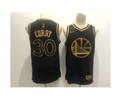 Men's Golden State Warriors #30 Stephen Curry Nike Black Gold Swingman Player Jersey