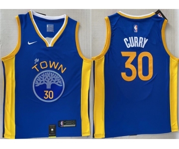 Men's Golden State Warriors #30 Stephen Curry Royal Stitched Jersey