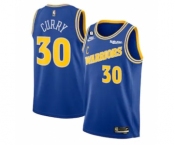 Men's Golden State Warriors #30 Stephen Curry Royal With No.6 Patch Stitched Jersey