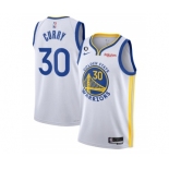 Men's Golden State Warriors #30 Stephen Curry White With No.6 Patch Stitched Jersey