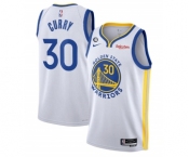 Men's Golden State Warriors #30 Stephen Curry White With No.6 Patch Stitched Jersey