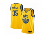 Men's Golden State Warriors #35 Kevin Durant Authentic Gold Finished Basketball Jersey - Statement Edition