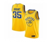 Men's Golden State Warriors #35 Kevin Durant Authentic Gold Hardwood Classics Basketball Jersey