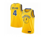 Men's Golden State Warriors #4 Omari Spellman Authentic Gold Hardwood Classics Basketball Jersey