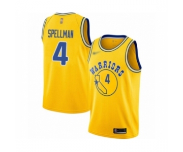 Men's Golden State Warriors #4 Omari Spellman Authentic Gold Hardwood Classics Basketball Jersey