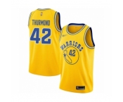 Men's Golden State Warriors #42 Nate Thurmond Authentic Gold Hardwood Classics Basketball Jersey