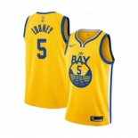 Men's Golden State Warriors #5 Kevon Looney Authentic Gold Finished Basketball Jersey - Statement Edition