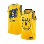 Men's Golden State Warriors #5 Kevon Looney Authentic Gold Hardwood Classics Basketball Jersey - The City Classic Edition