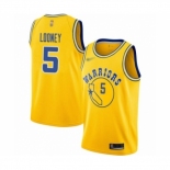 Men's Golden State Warriors #5 Kevon Looney Authentic Gold Hardwood Classics Basketball Jersey